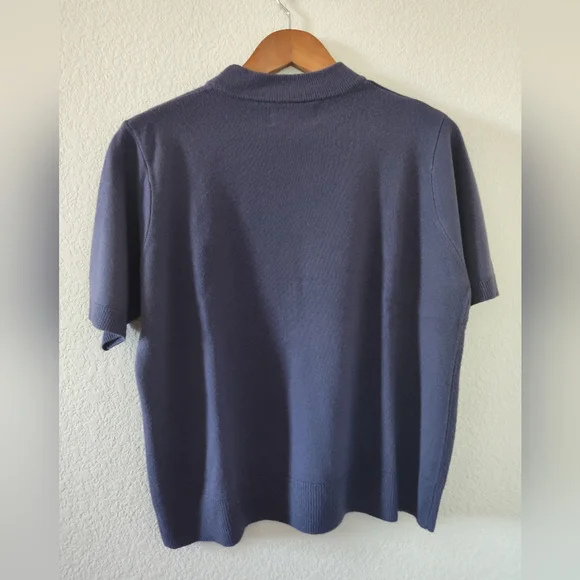 VTG EUC Purple Sag Harbor Soft Short Sleeve Mock Neck Sweater szM/L - Picture 4 of 5